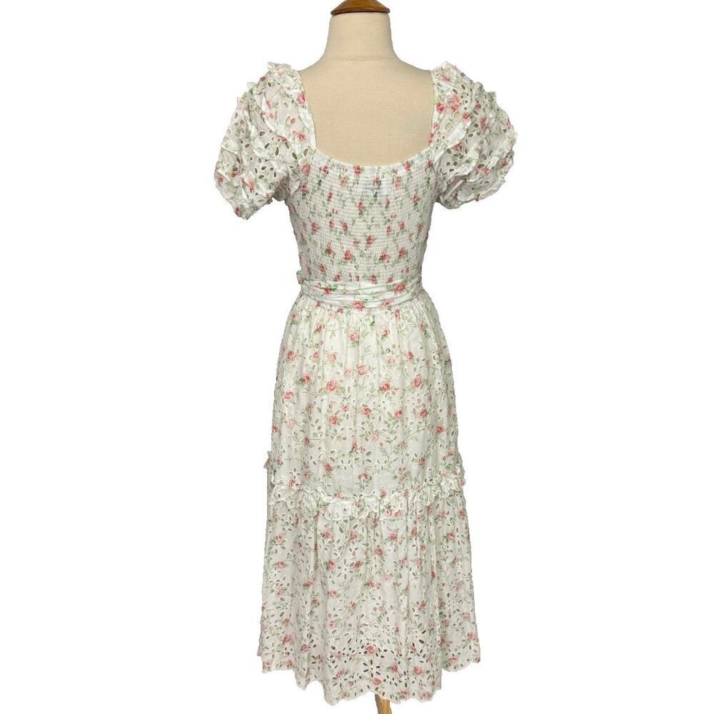 LoveShackFancy x Target Clementine Floral Eyelet Ruffle Tiered Midi Dress Size 2 - Picture 4 of 11